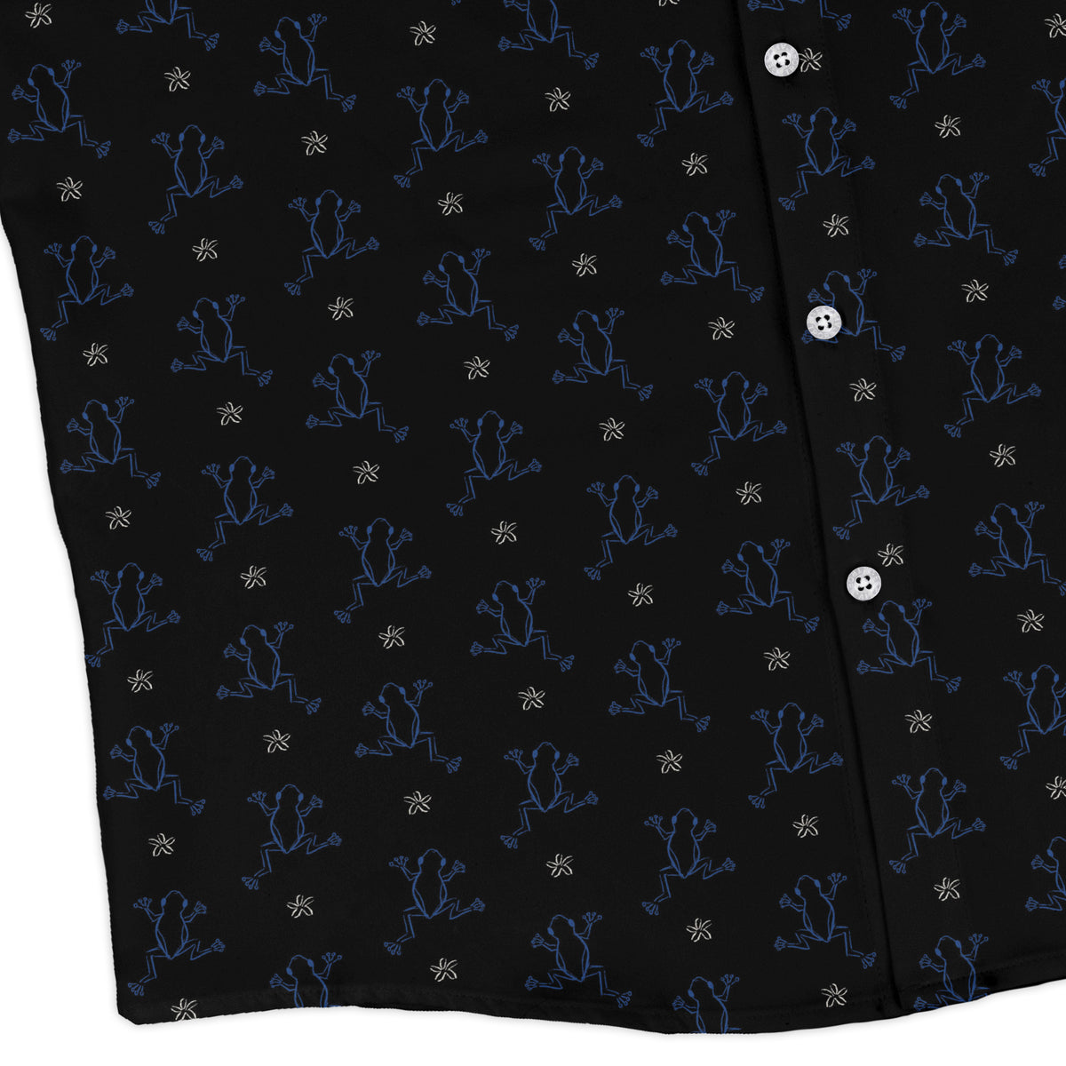 Frog Population Black Long Sleeve Button Up Shirt corner