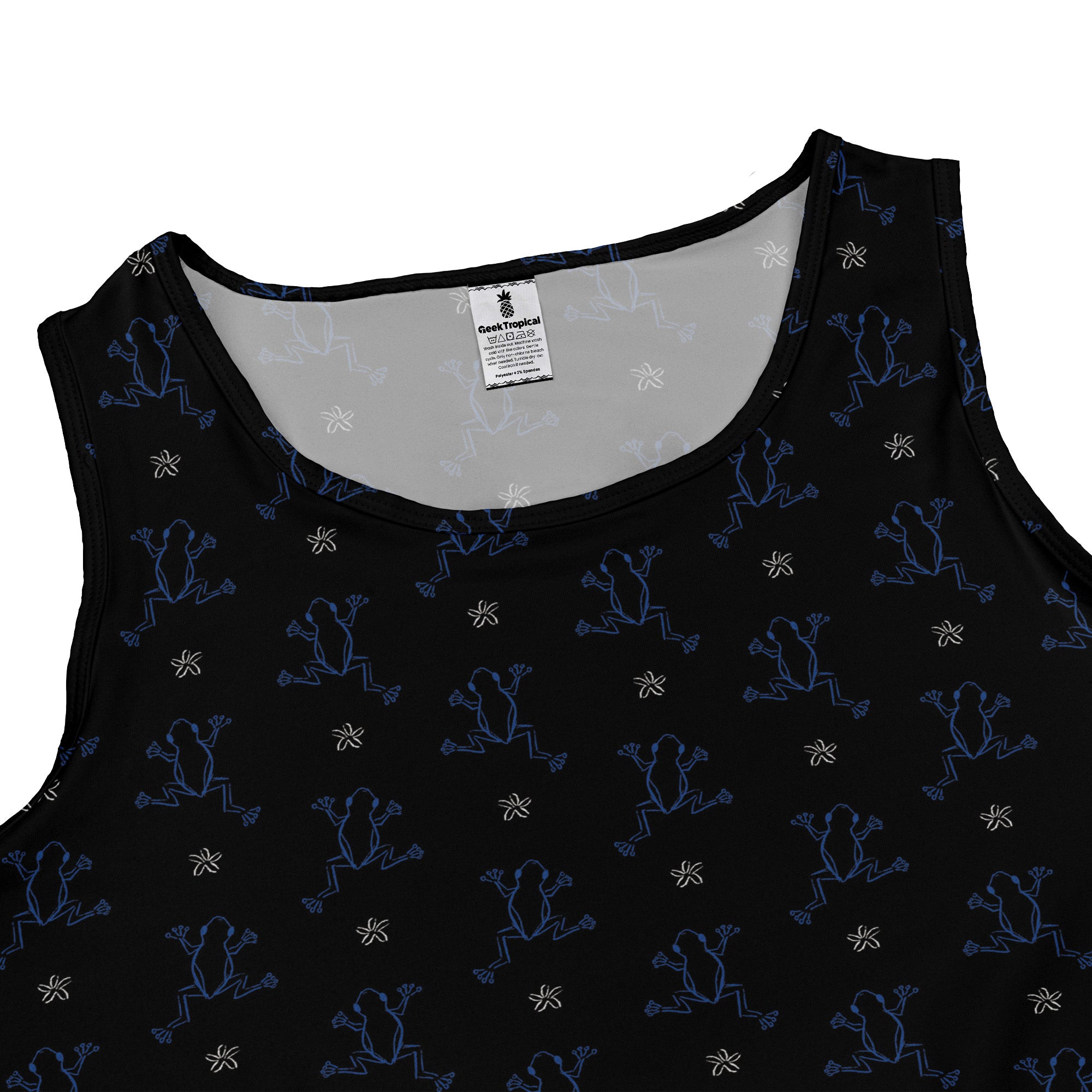 Frog Population Black Sleeveless Dress close front