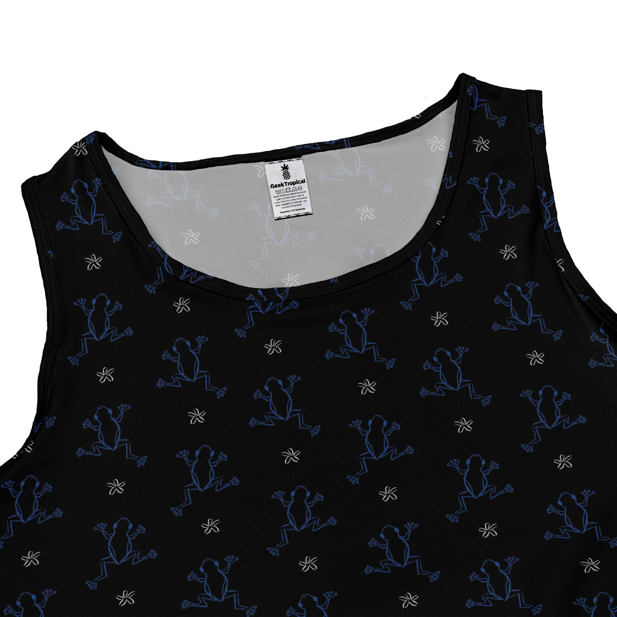 Frog Population Black Sleeveless Dress close front