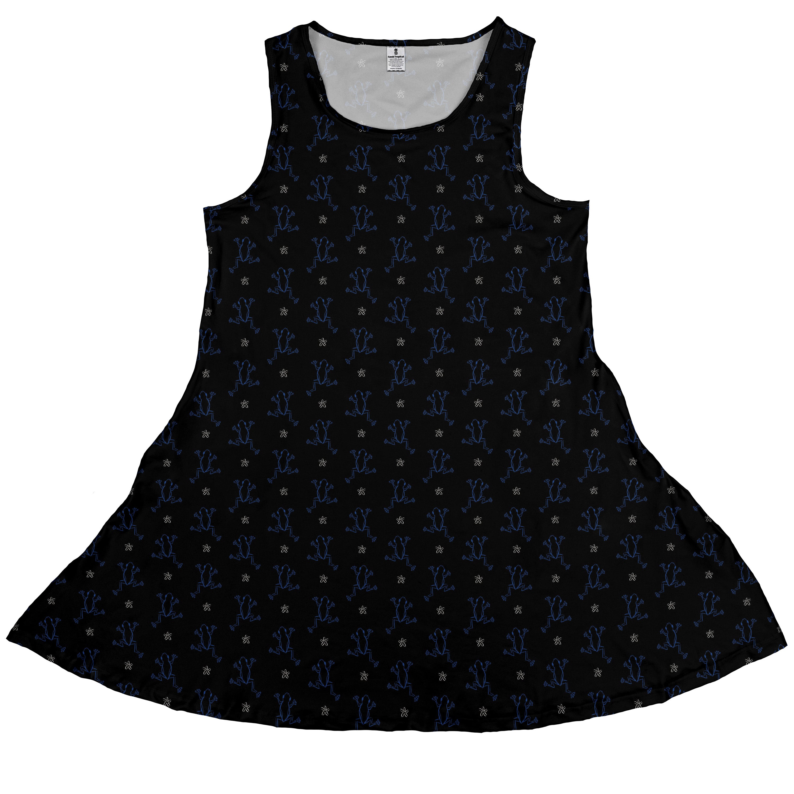 Frog Population Black Sleeveless Dress front