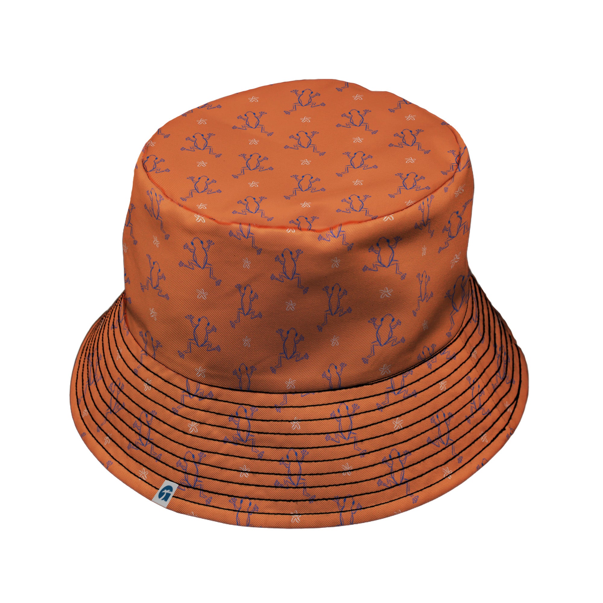 Frog Population Bucket Hat Black Stitching