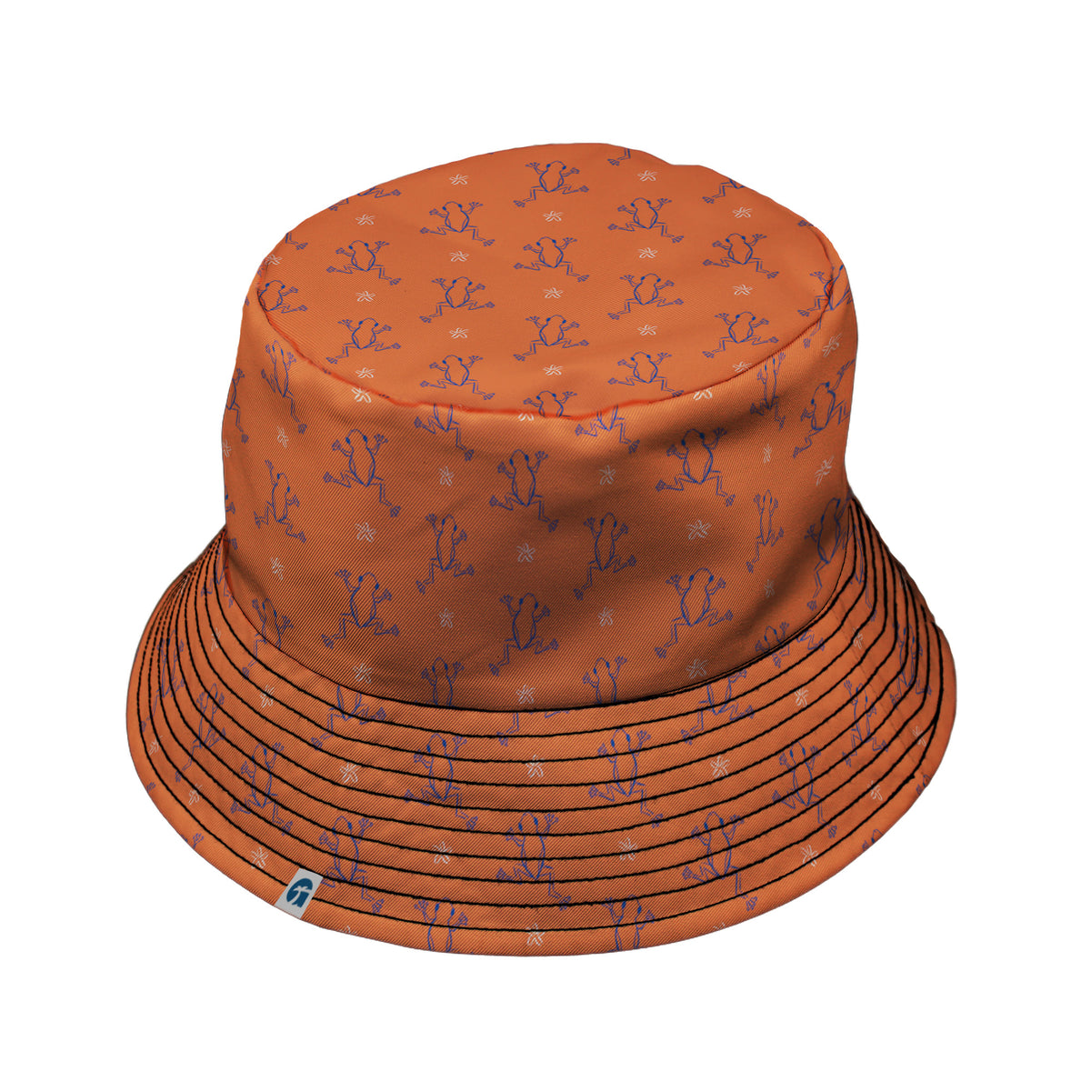 Frog Population Bucket Hat Black Stitching