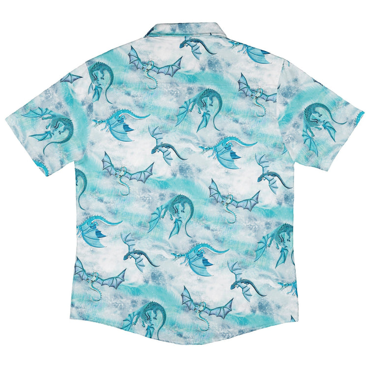 Frost Dragons Button Up Shirt Geek Nerd adult sizing Christmas Print Designs by Nathan