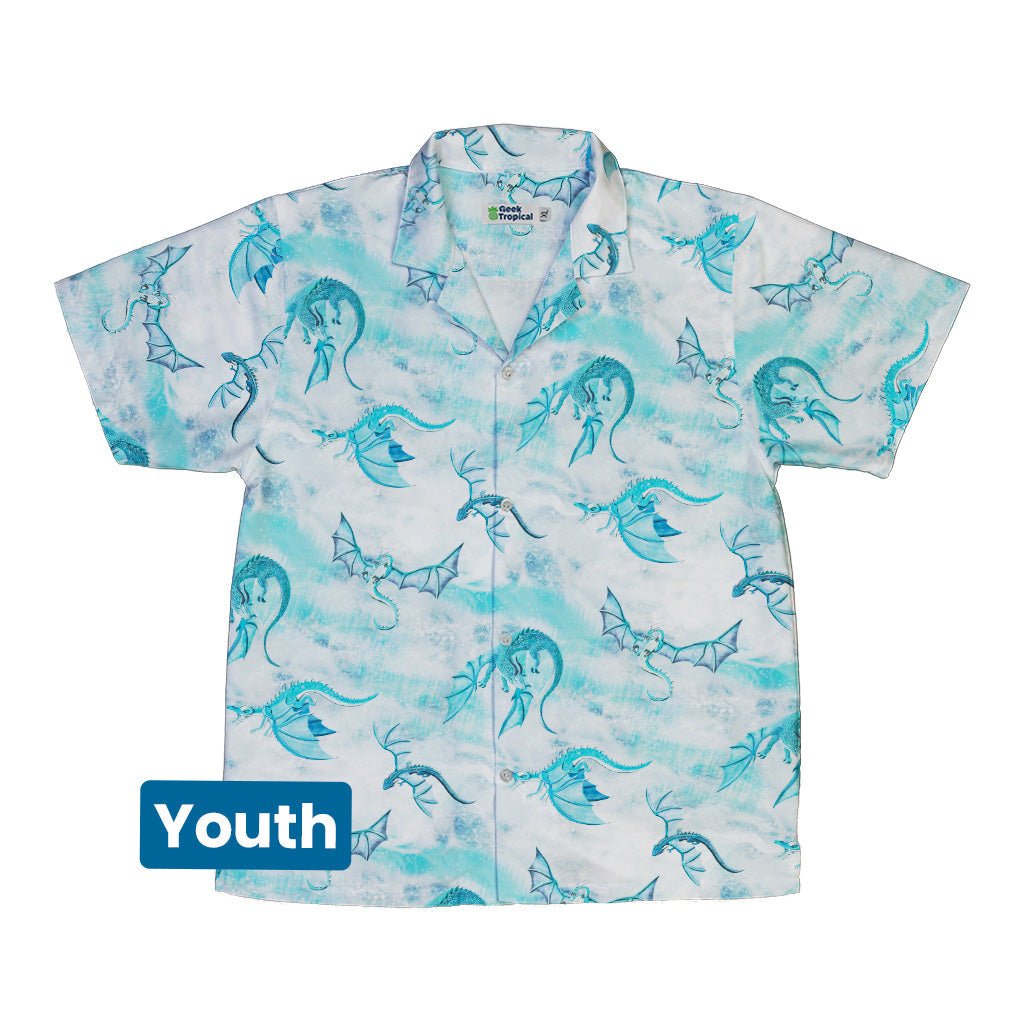 Frost Dragons Youth Hawaiian Shirt Geek Nerd Christmas Print Designs by Nathan Fantasy Prints