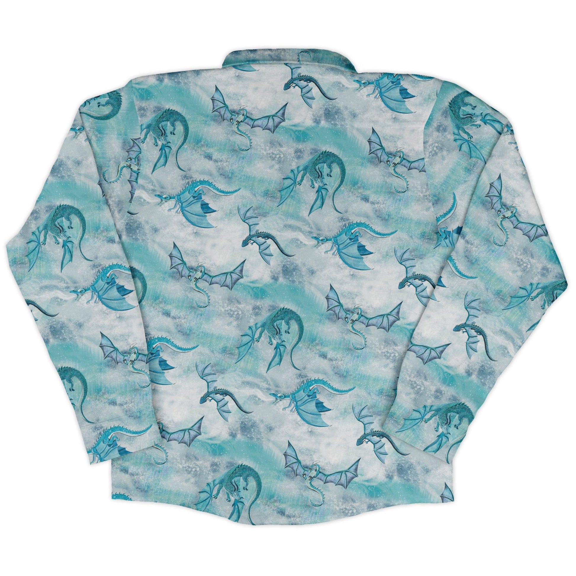 Frost Dragons Long Sleeve Button Up Shirt Geek Nerd adult sizing Christmas Print Designs by Nathan