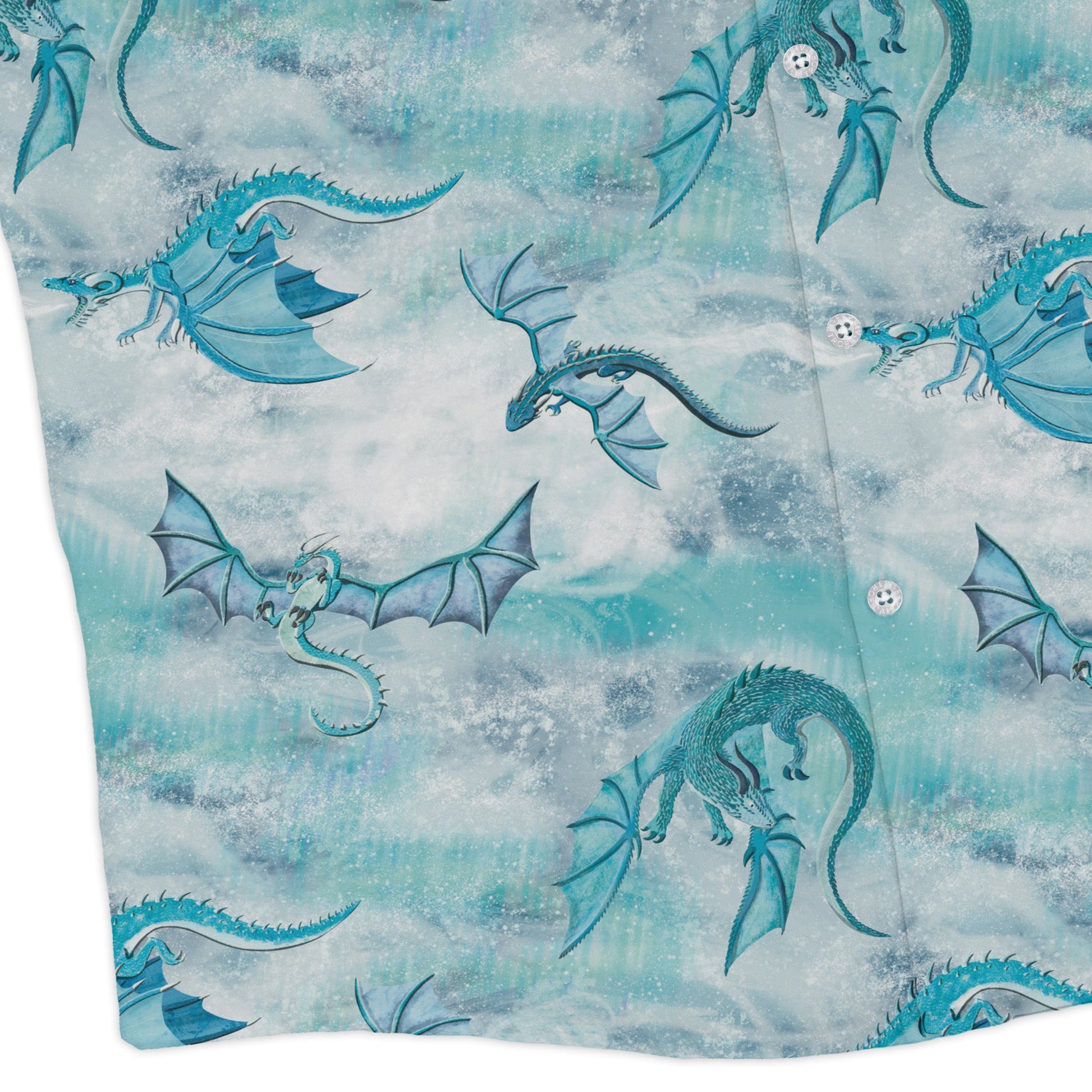 Frost Dragons Long Sleeve Button Up Shirt Geek Nerd adult sizing Christmas Print Designs by Nathan