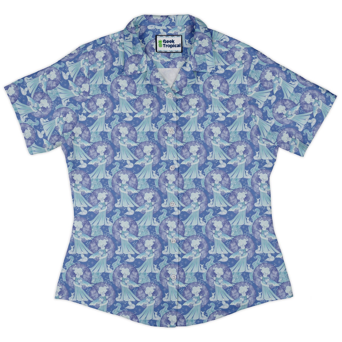 Frost Queen Silver Fox Curvy Button Up Shirt womens front