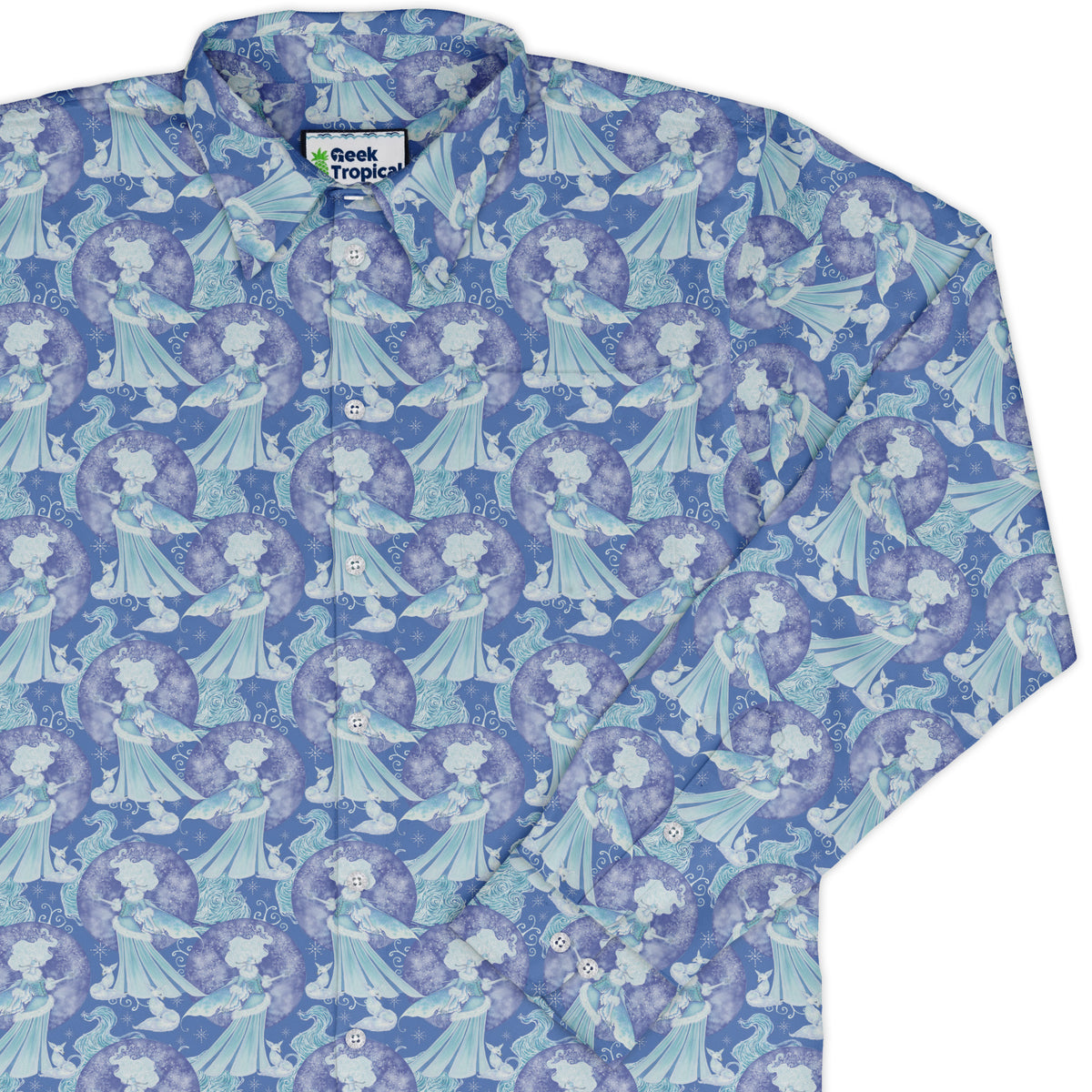 Frost Queen Silver Fox Long Sleeve Button Up Shirt cover