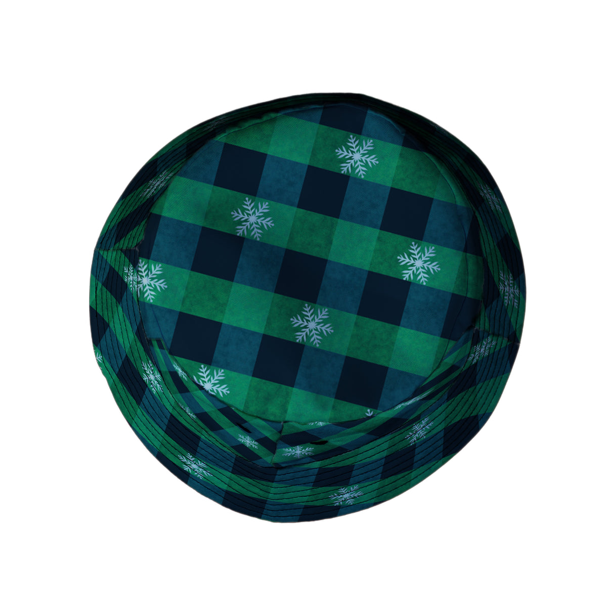 Frosted Green Plaid Bucket Hat Top View