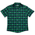 Frosted Green Plaid Button Up Shirt Flat Front