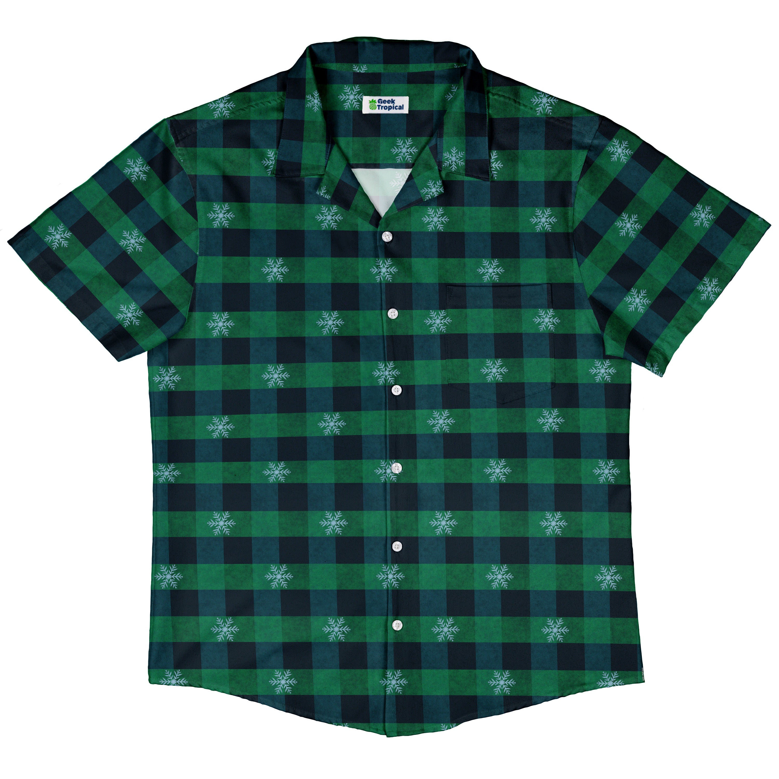 Frosted Green Plaid Button Up Shirt Hawaiian Front