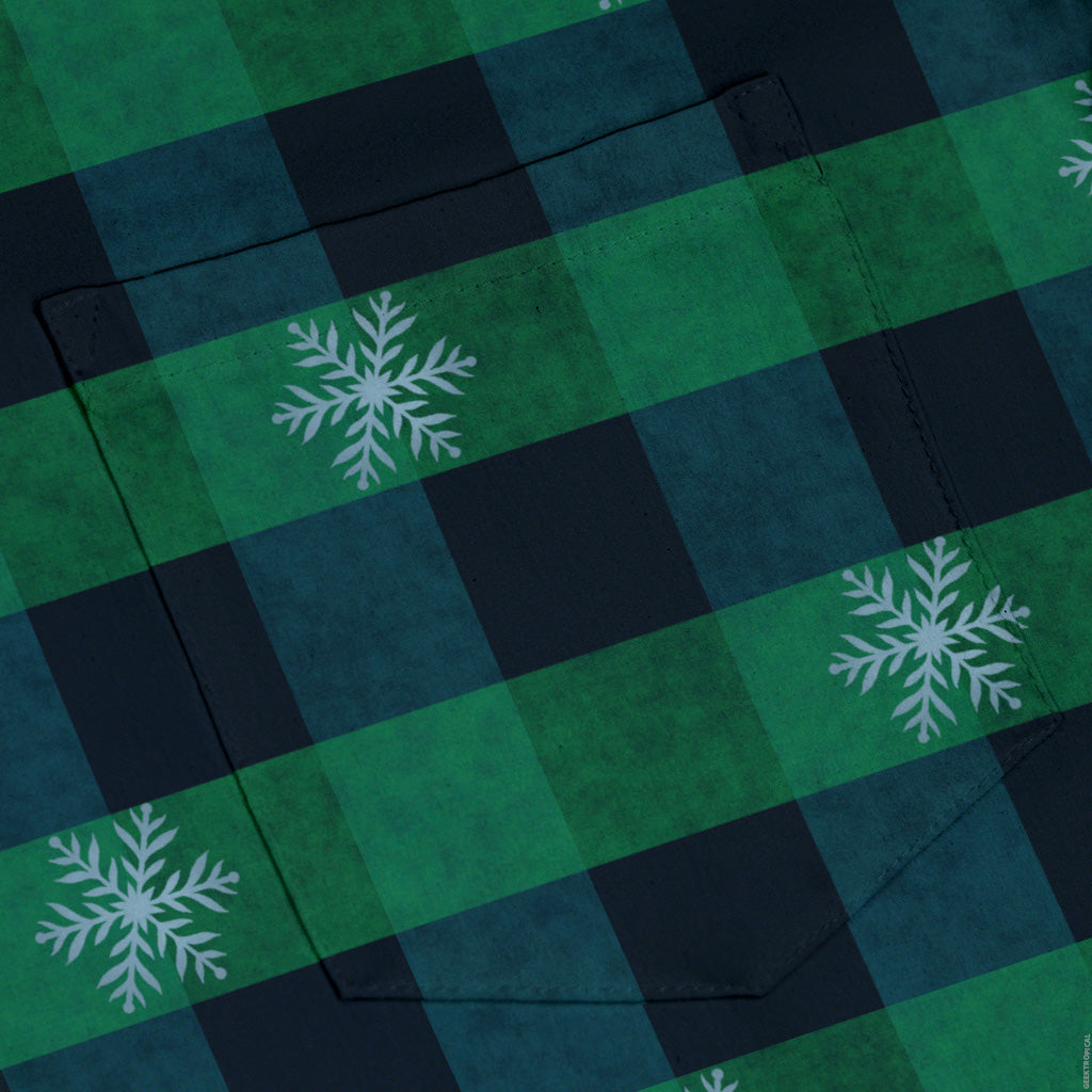 Frosted Green Plaid Button Up Shirt Pocket