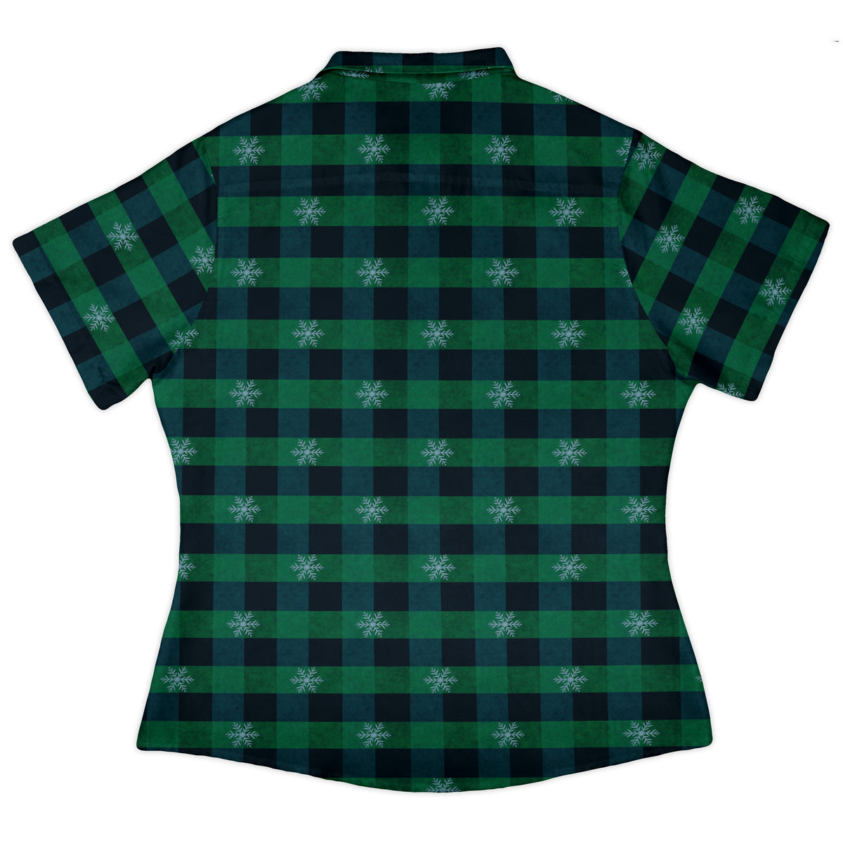 Frosted Green Plaid Curvy Button Up Shirt womens back