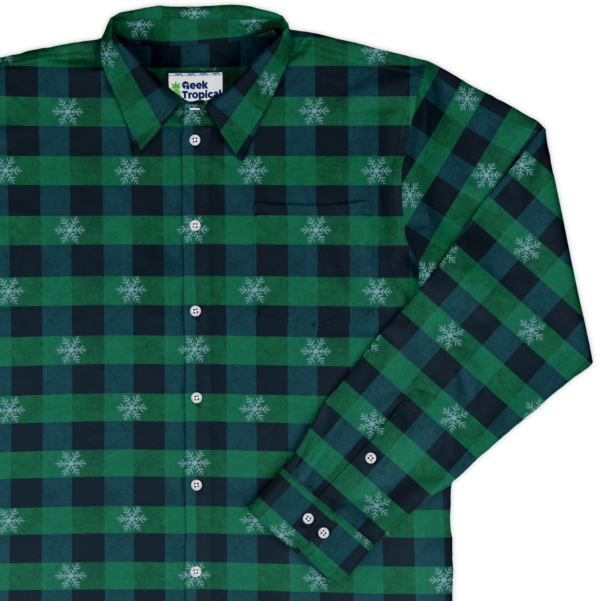 Frosted Green Plaid Long Sleeve Button Up Shirt cover