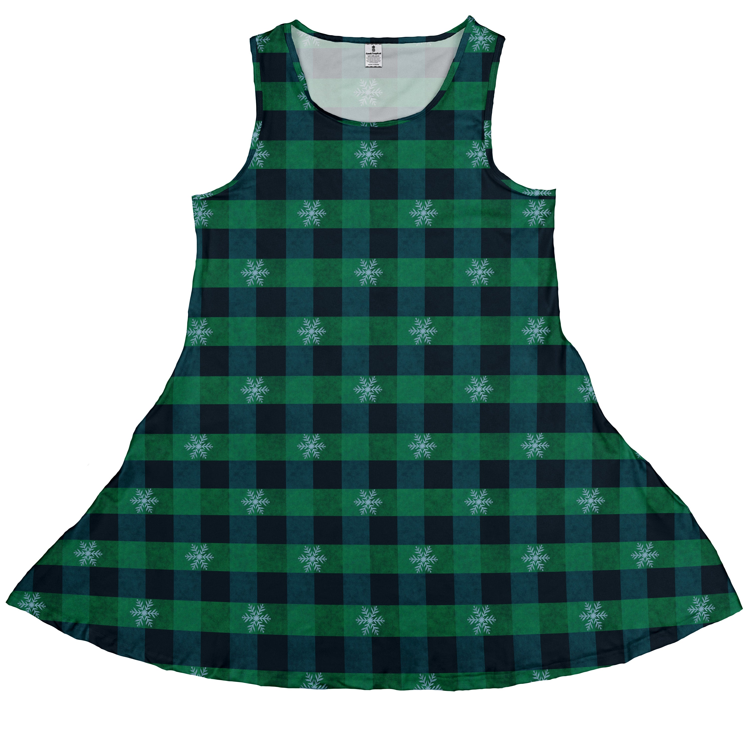 Frosted Green Plaid Sleeveless Dress front