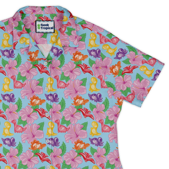 Fruit Snack Dinos Curvy Button Up Shirt Geek Nerd 0925 All Adult Button Up Shirts Animal Patterns