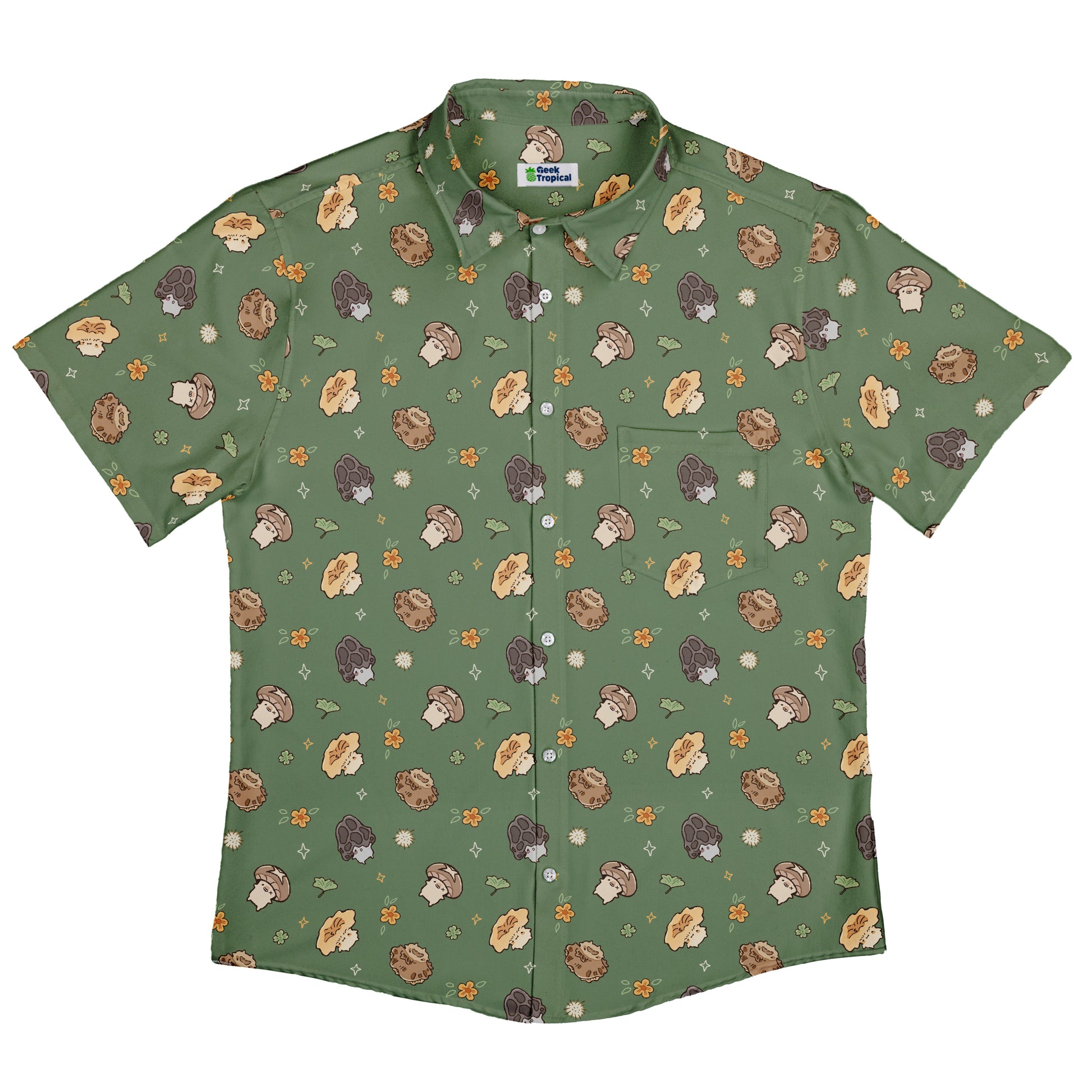 Fungis Green Button Up Shirt Flat Front