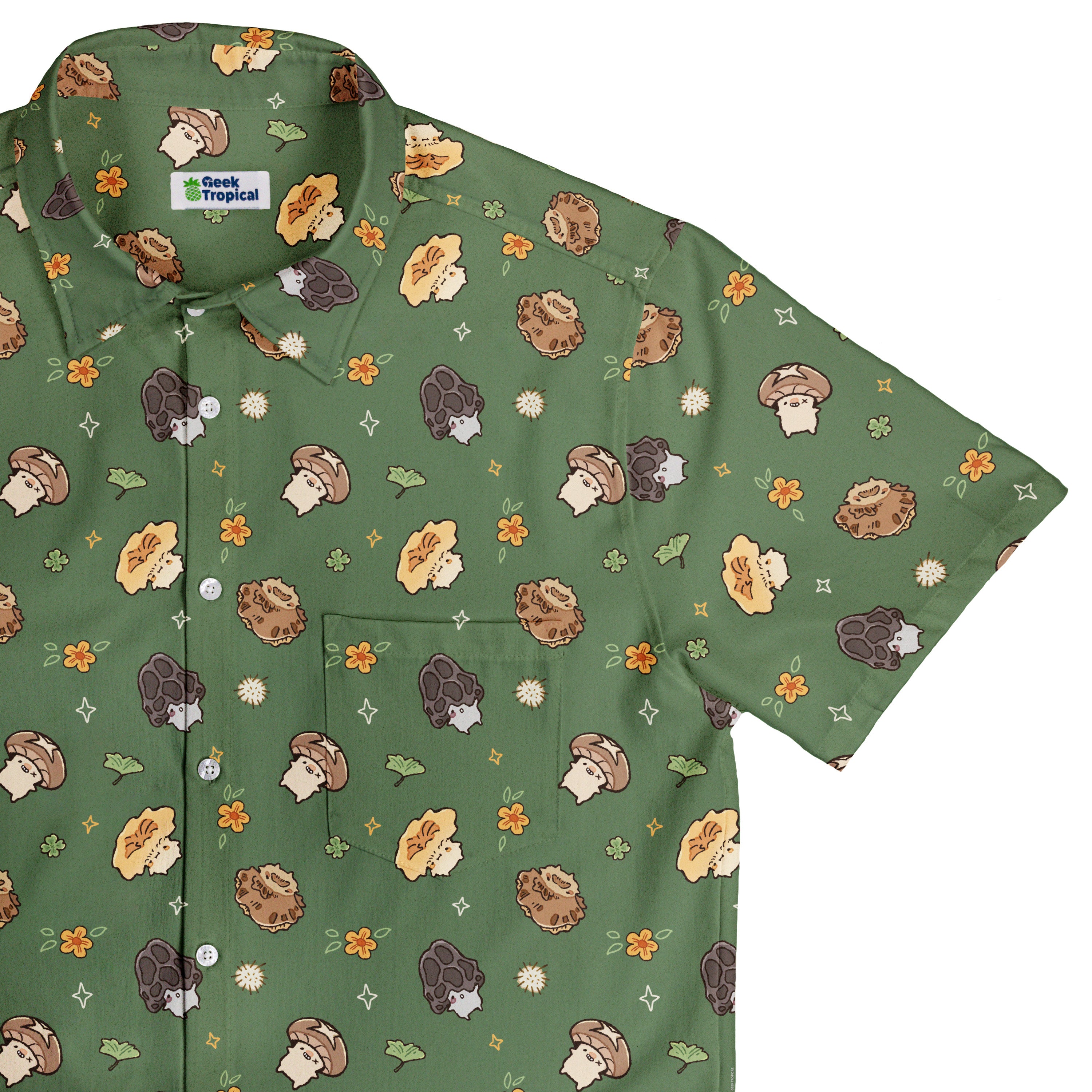 Fungis Green Button Up Shirt Top Corner