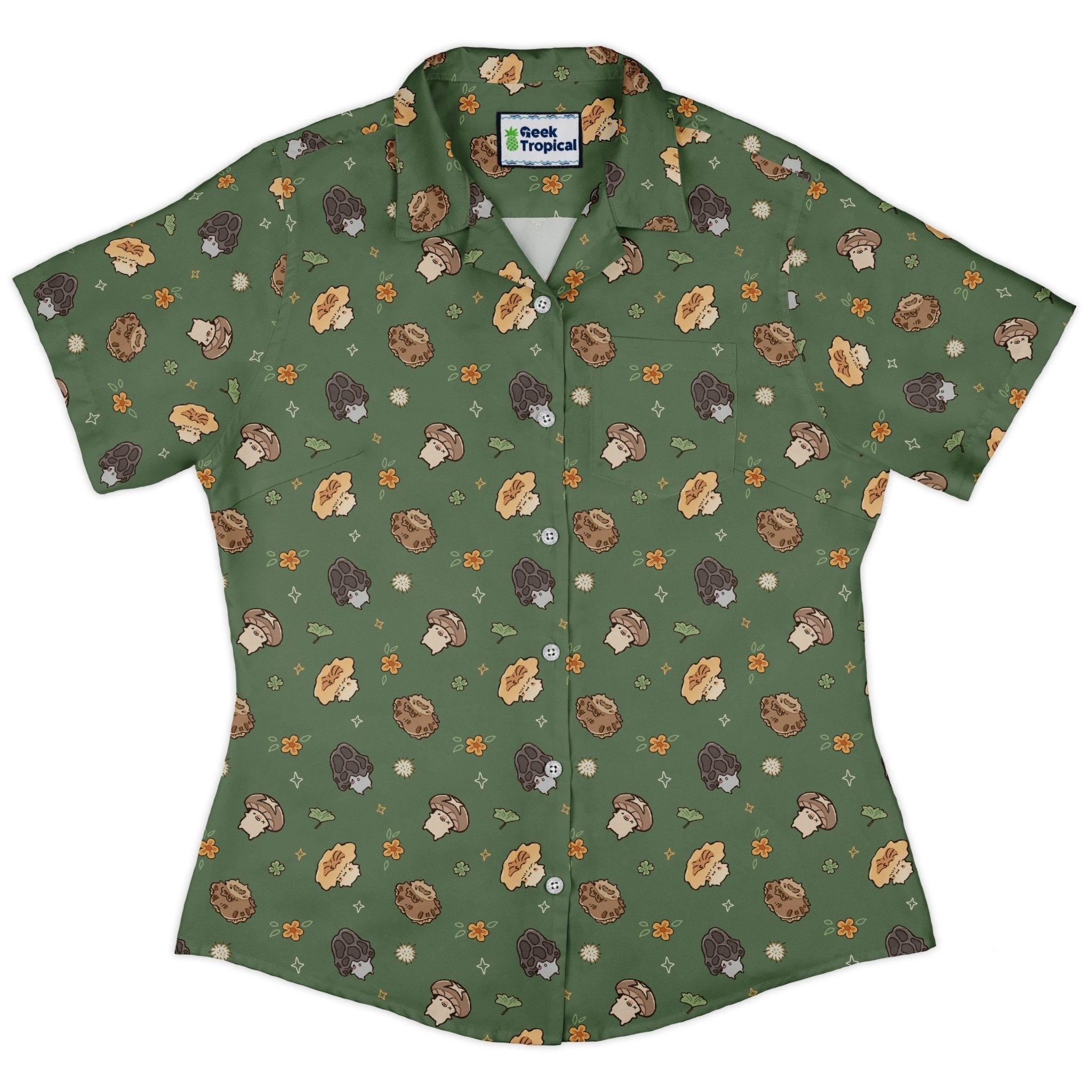 Fungis Green Curvy Button Up Shirt 2