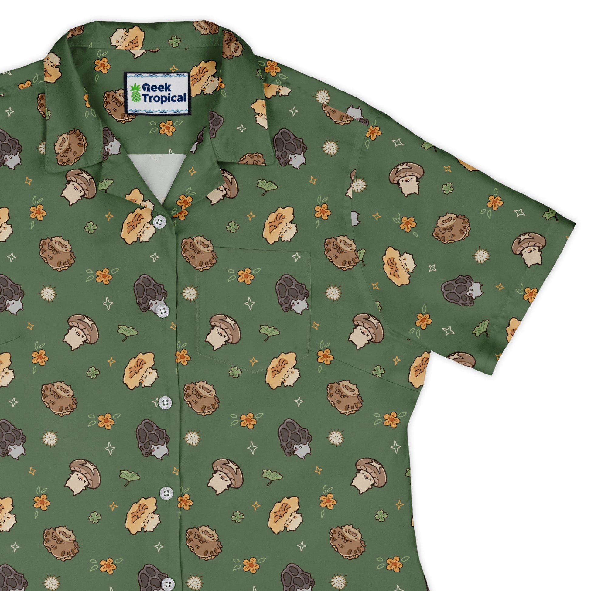 Fungis Green Curvy Button Up Shirt womens top right