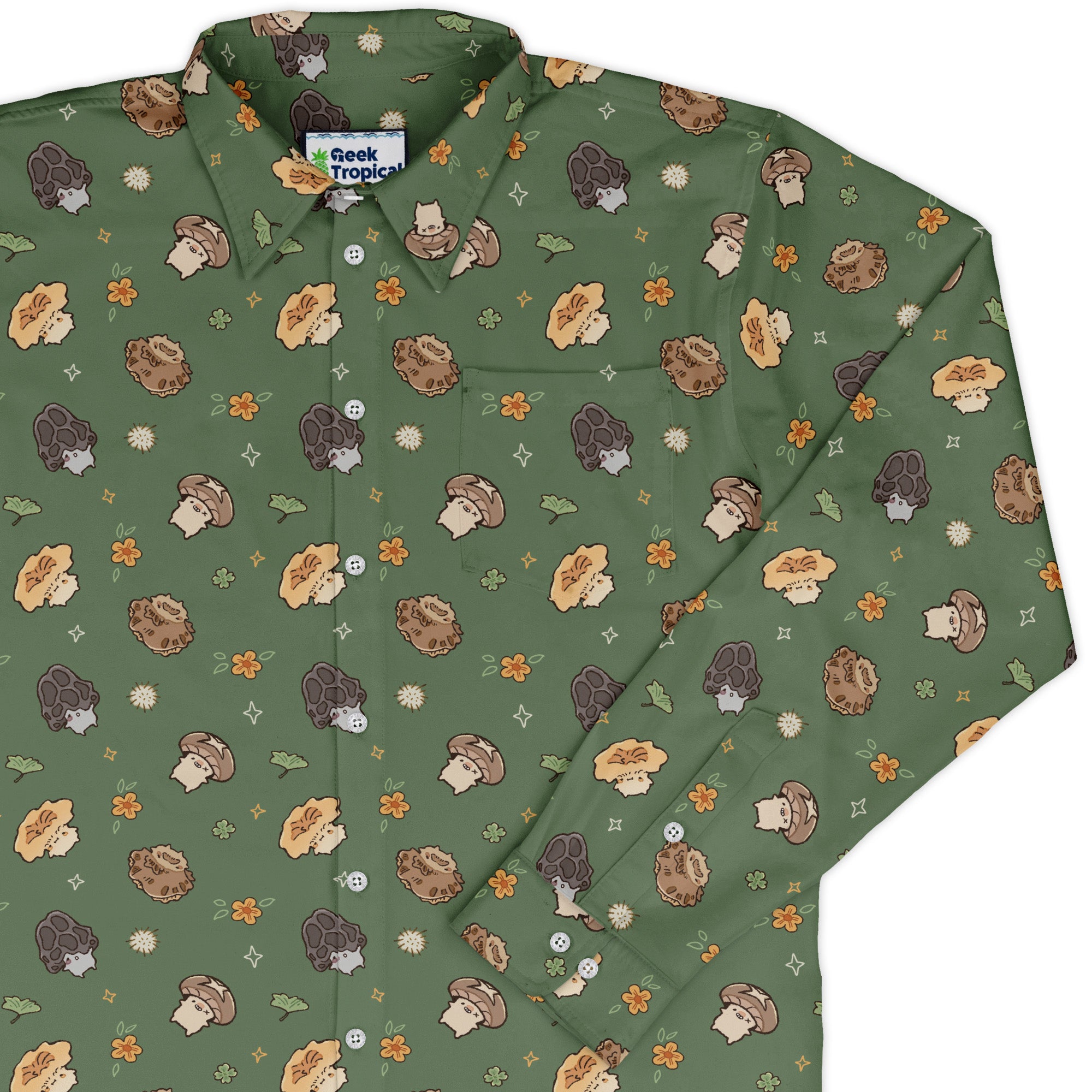 Fungis Green Long Sleeve Button Up Shirt cover