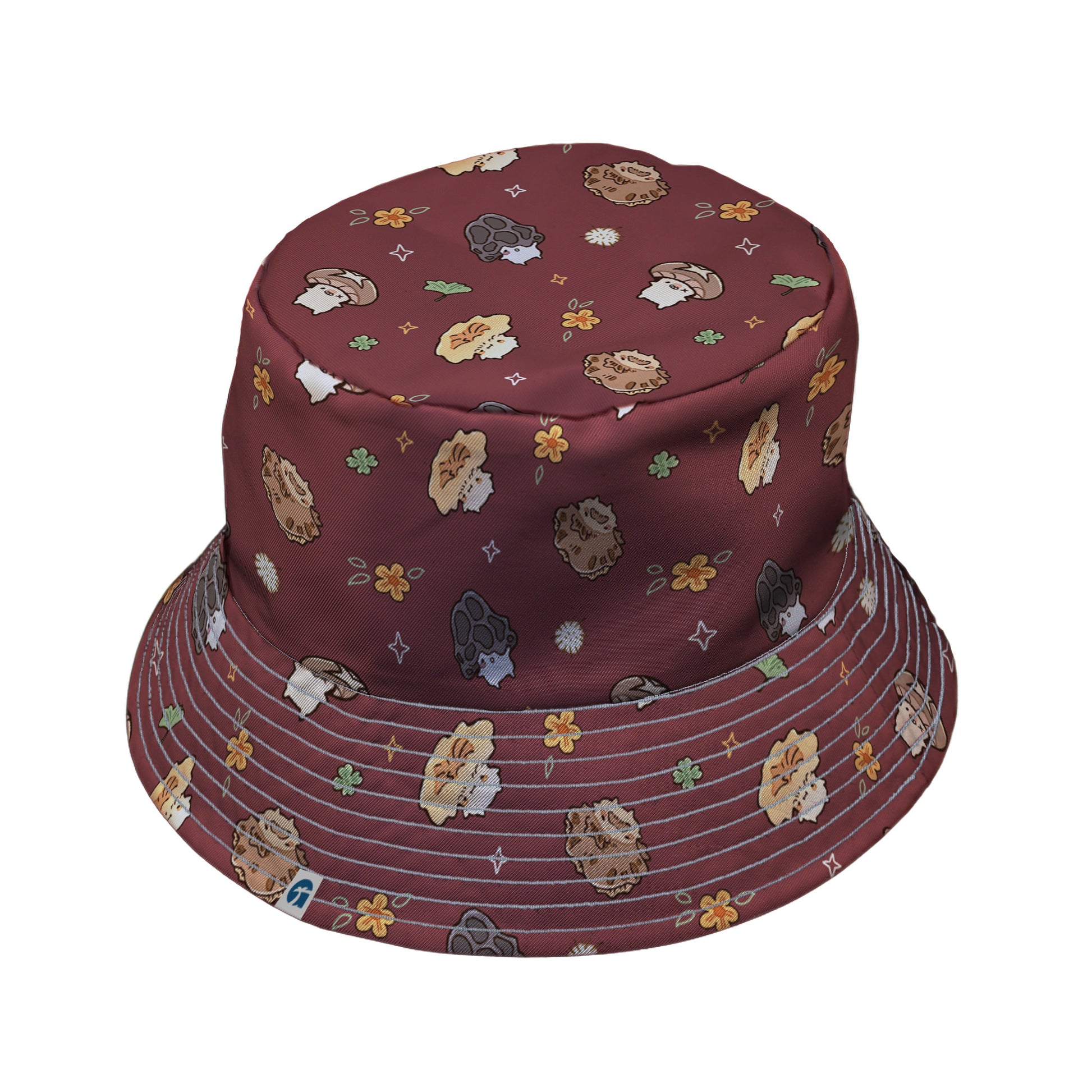 Fungis Red Bucket Hat Gray Stitching
