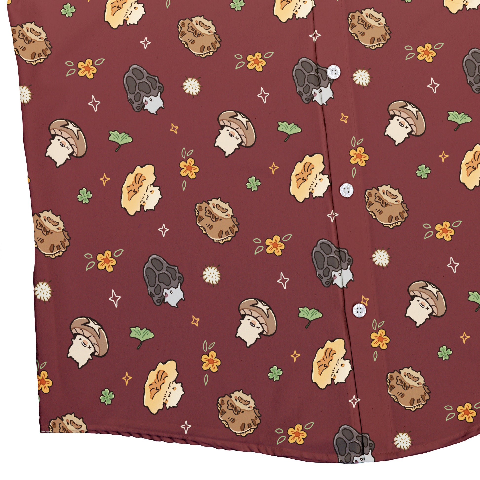 Fungis Red Button Up Shirt Bottom Corner