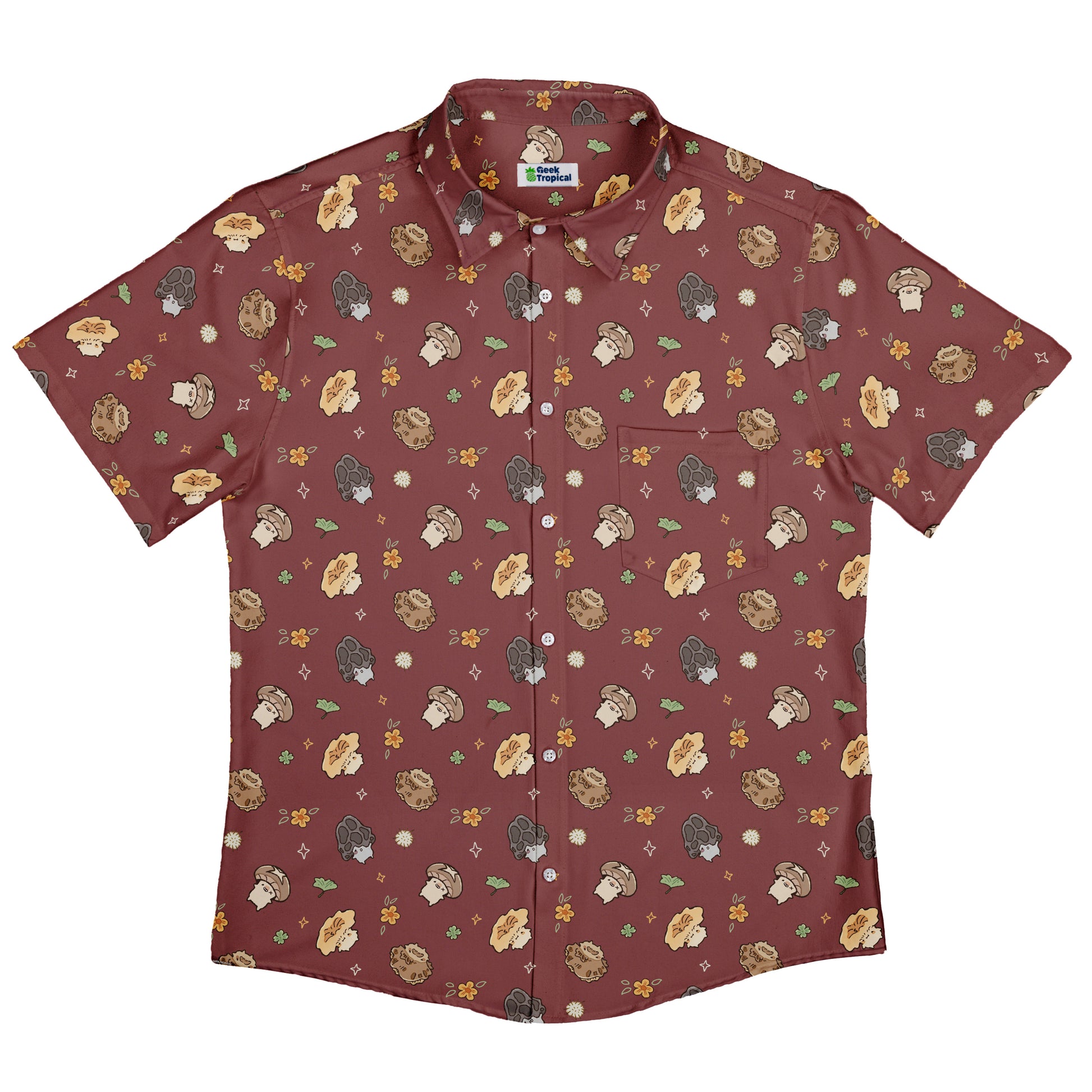 Fungis Red Button Up Shirt Flat Front