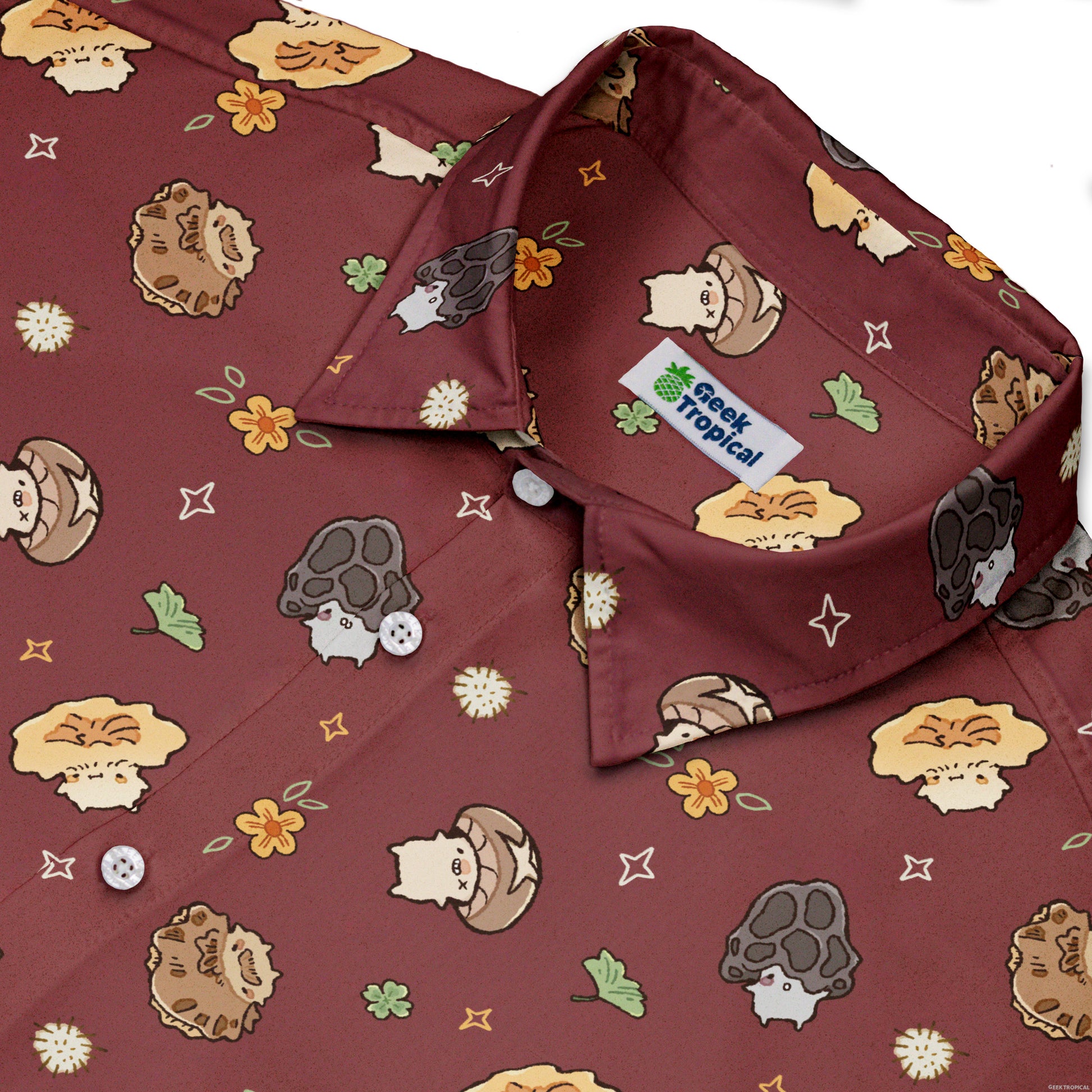 Fungis Red Button Up Shirt Neck