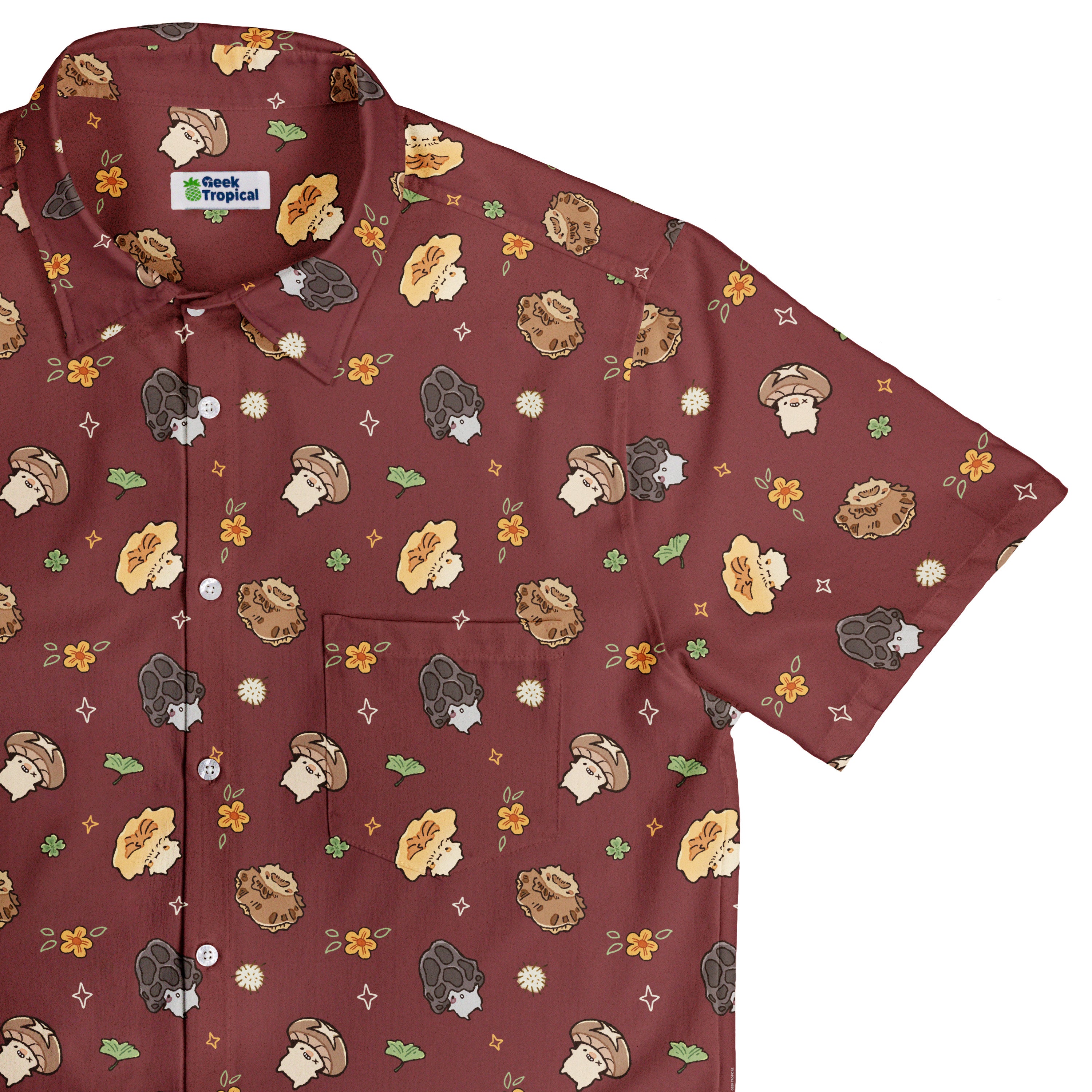 Fungis Red Button Up Shirt Top Corner