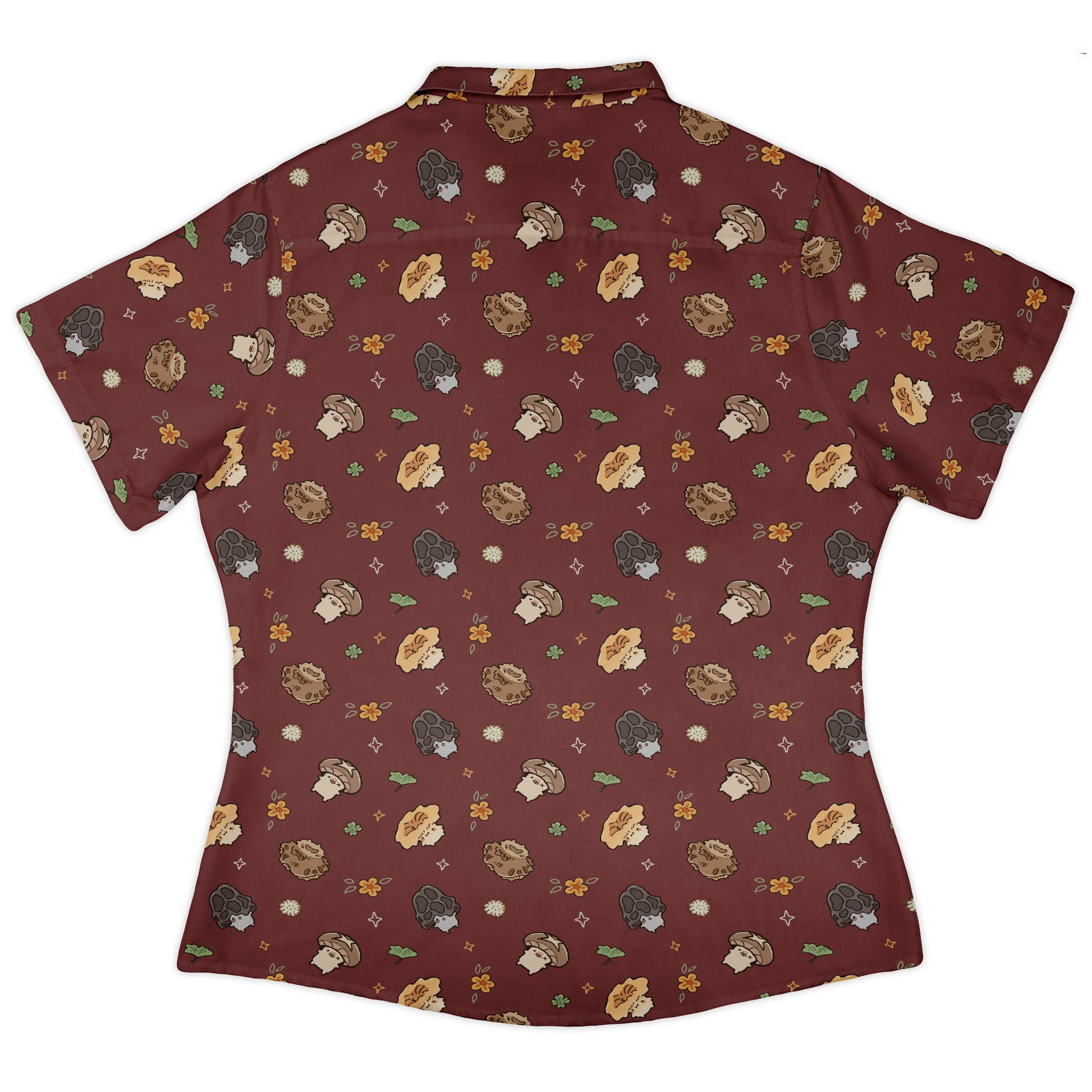 Fungis Red Curvy Button Up Shirt womens back