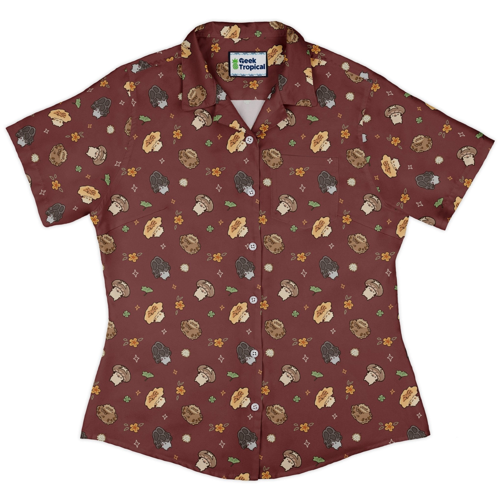 Fungis Red Curvy Button Up Shirt 2