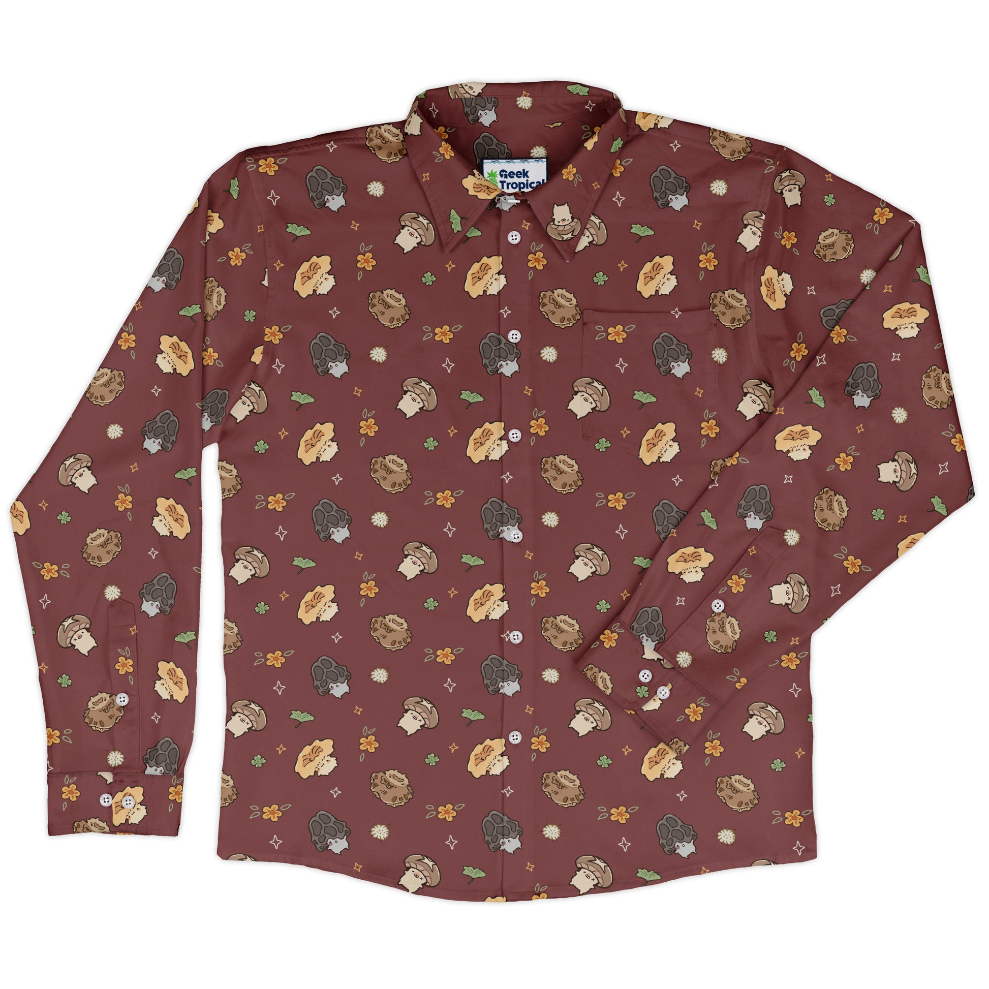 Fungis Red Long Sleeve Button Up Shirt front