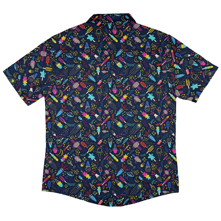 Galactic Ice Rocket Button Up Shirt Geek Nerd adult sizing Design by Zirkus Design q225