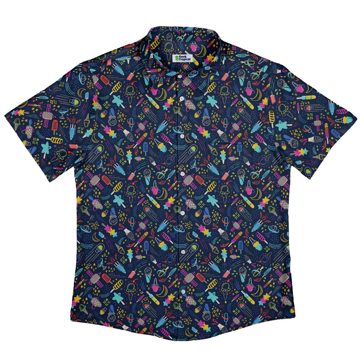 Galactic Ice Rocket Button Up Shirt Geek Nerd adult sizing Design by Zirkus Design q225