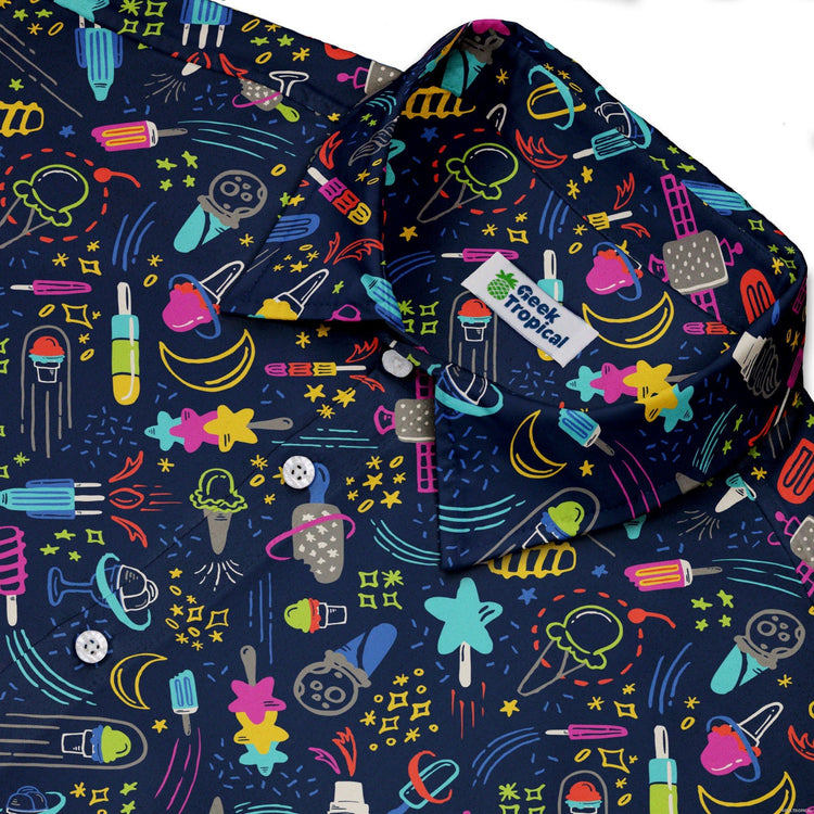 Galactic Ice Rocket Button Up Shirt Geek Nerd adult sizing Design by Zirkus Design q225