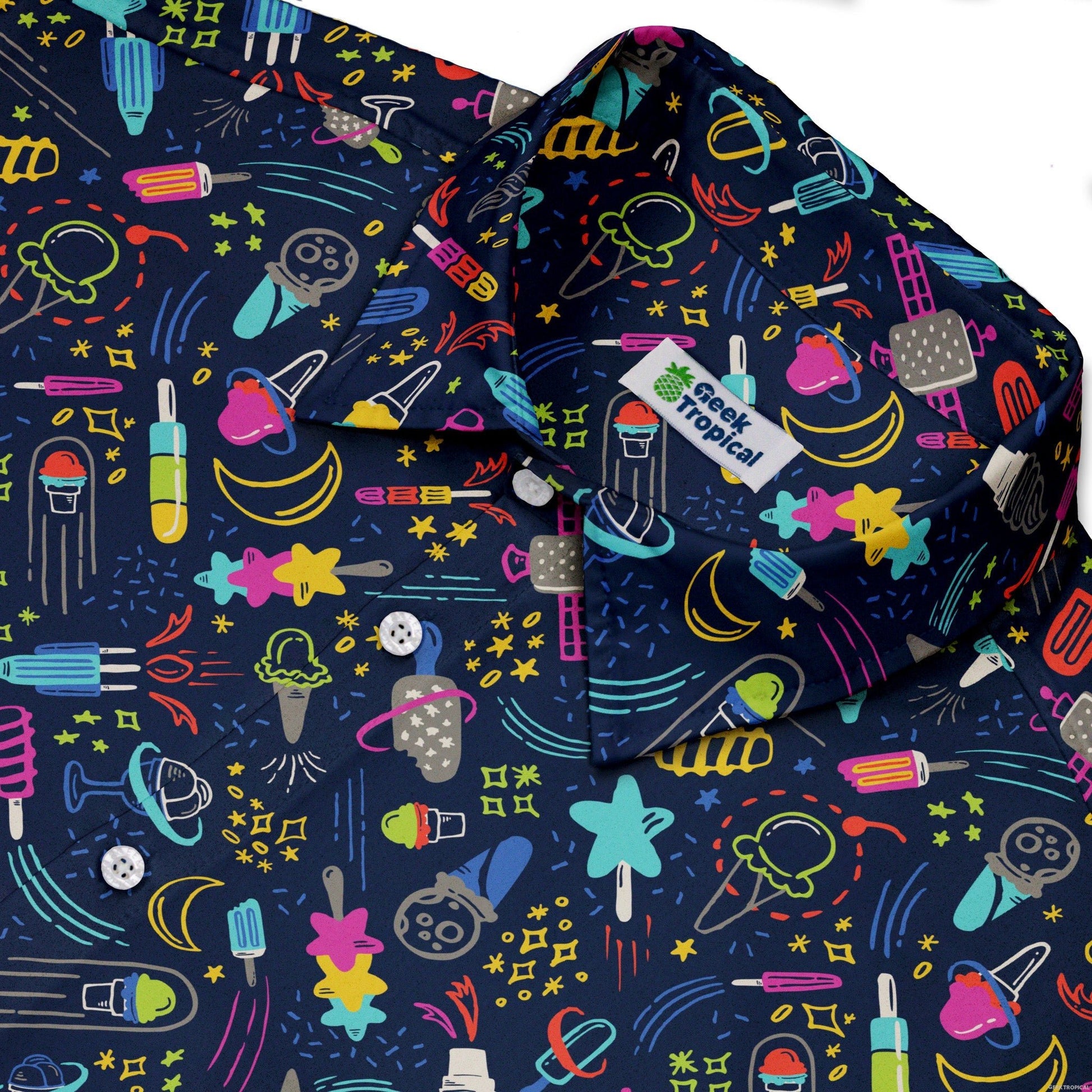 Galactic Ice Rocket Button Up Shirt Geek Nerd adult sizing Design by Zirkus Design q225