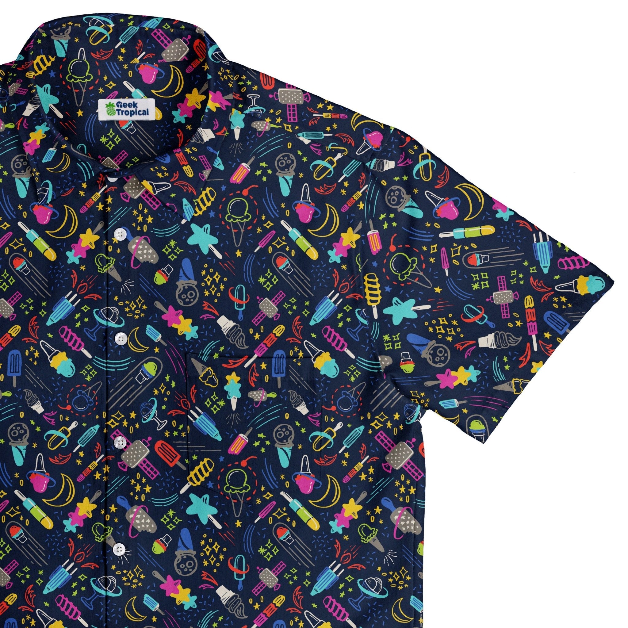 Galactic Ice Rocket Button Up Shirt Geek Nerd adult sizing Design by Zirkus Design q225