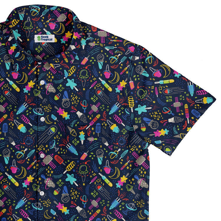 Galactic Ice Rocket Button Up Shirt Geek Nerd adult sizing Design by Zirkus Design q225