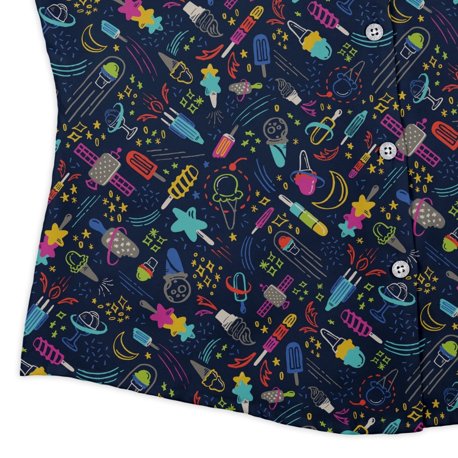Galactic Ice Rocket Curvy Button Up Shirt Geek Nerd Design by Zirkus Design q225 science print