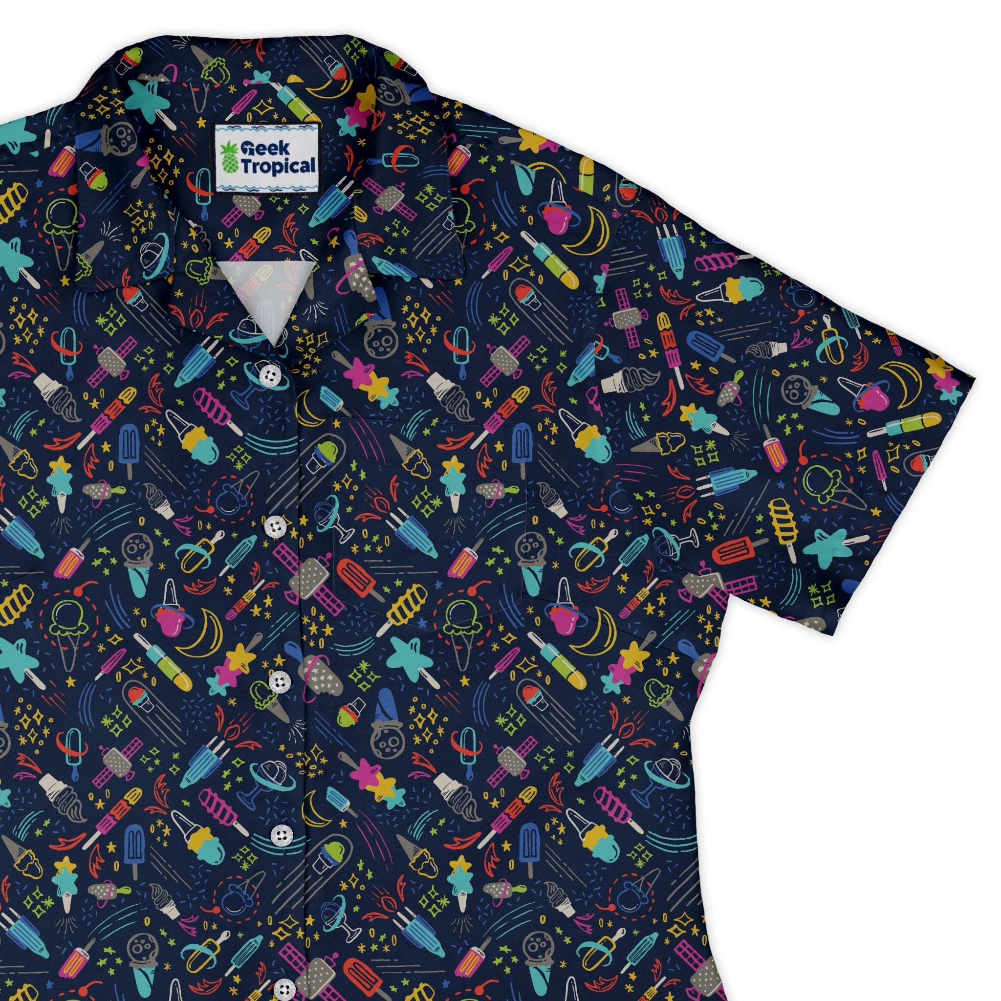 Galactic Ice Rocket Curvy Button Up Shirt Geek Nerd Design by Zirkus Design q225 science print