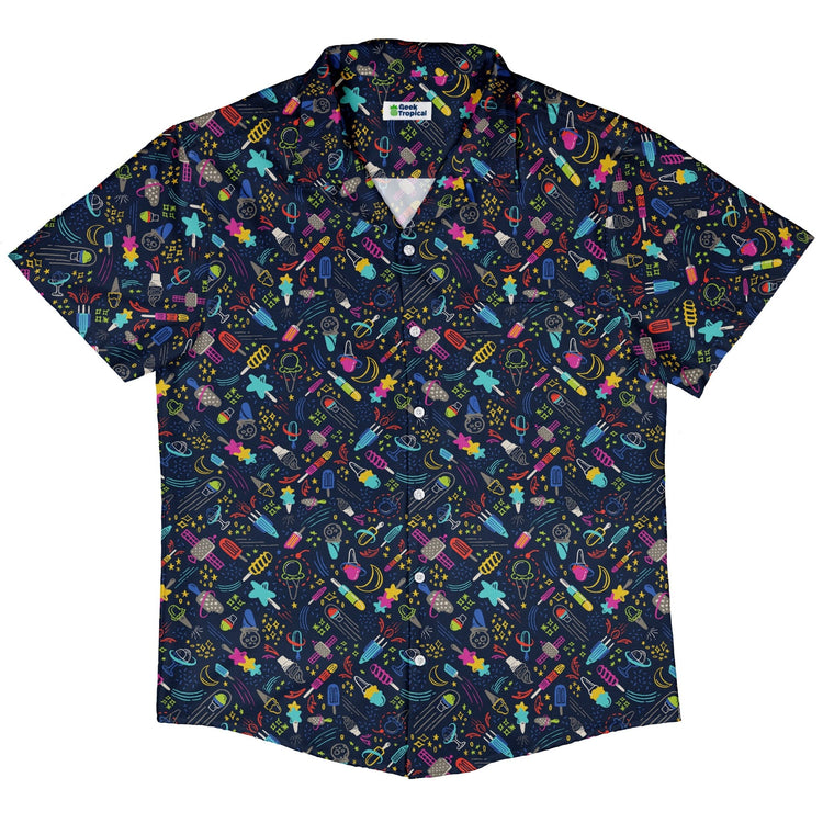 Galactic Ice Rocket Button Up Shirt Geek Nerd adult sizing Design by Zirkus Design q225
