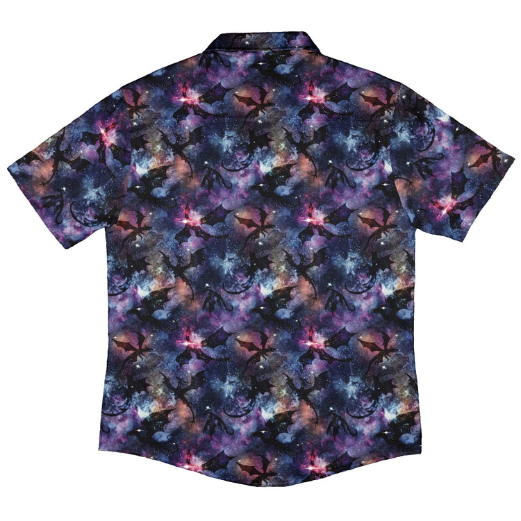 Galaxy Dragons Purple Button Up Shirt Geek Nerd 0925 adult sizing All Adult Button Up Shirts