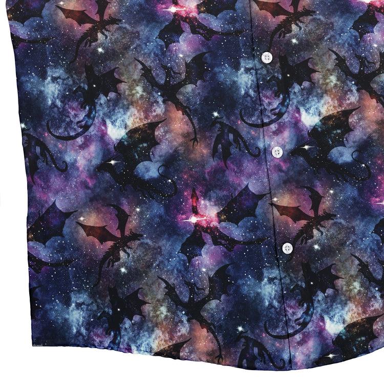 Galaxy Dragons Purple Button Up Shirt Geek Nerd 0925 adult sizing All Adult Button Up Shirts