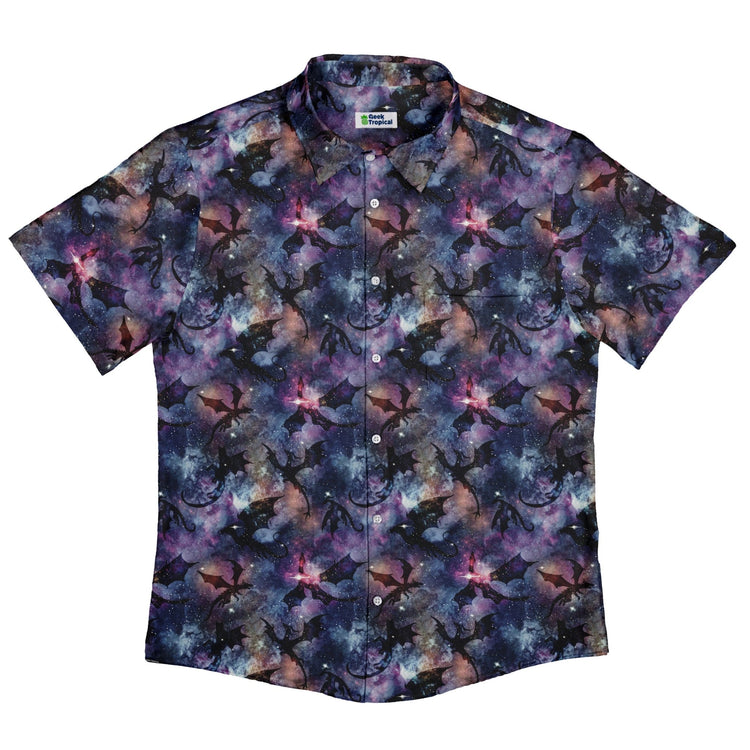 Galaxy Dragons Purple Button Up Shirt Geek Nerd 0925 adult sizing All Adult Button Up Shirts