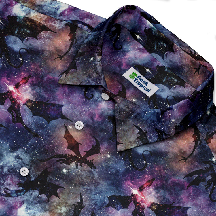 Galaxy Dragons Purple Button Up Shirt Geek Nerd 0925 adult sizing All Adult Button Up Shirts