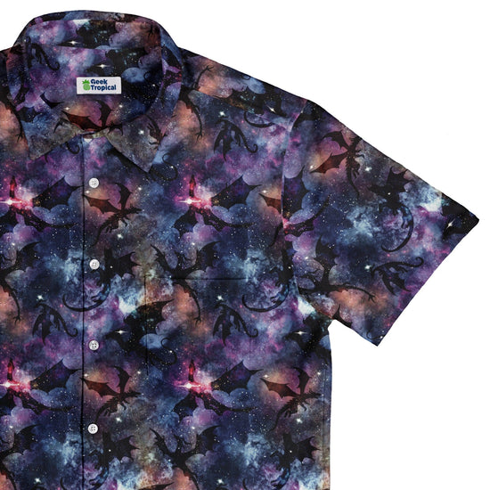 Galaxy Dragons Purple Button Up Shirt Geek Nerd 0925 adult sizing All Adult Button Up Shirts