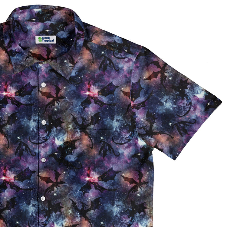 Galaxy Dragons Purple Button Up Shirt Geek Nerd 0925 adult sizing All Adult Button Up Shirts