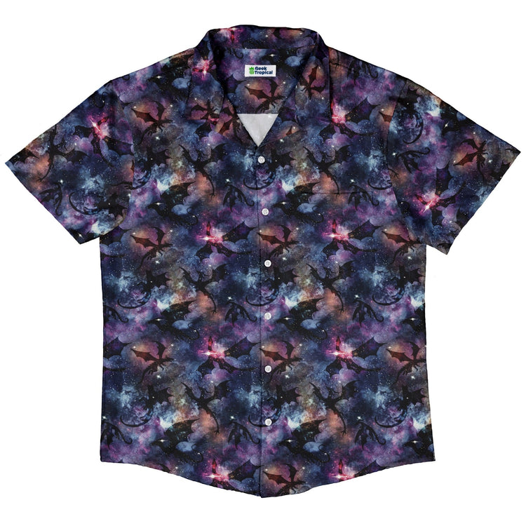 Galaxy Dragons Purple Button Up Shirt Geek Nerd 0925 adult sizing All Adult Button Up Shirts