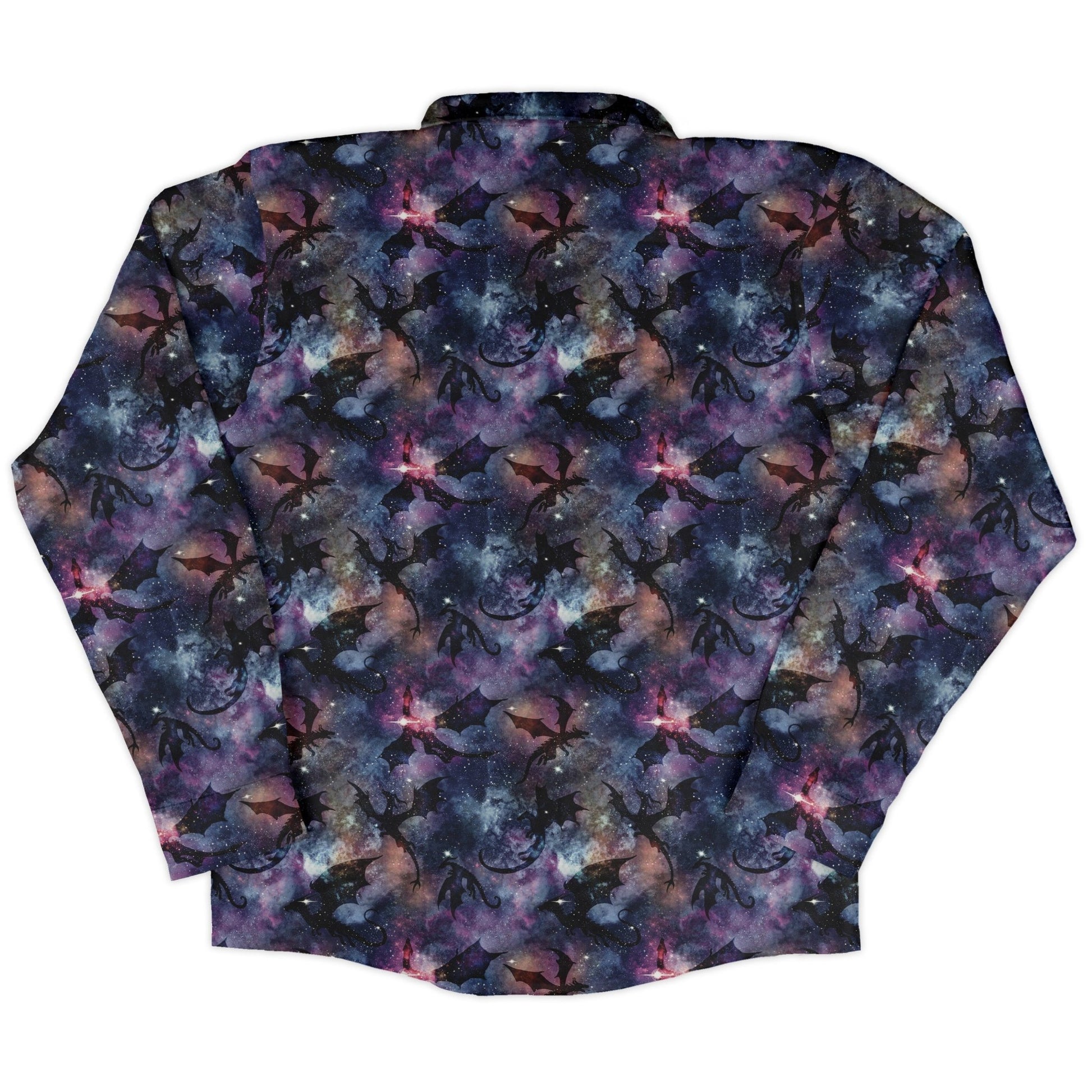 Galaxy Dragons Purple Long Sleeve Button Up Shirt Geek Nerd 0925 adult sizing All Adult Button Up Shirts